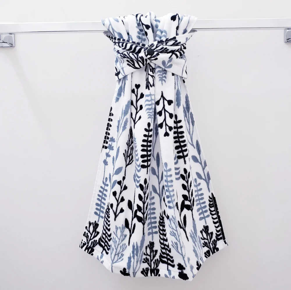 💙New! #9108 ■Greenery print Hang'N'Snap HAND Towel🤍Select Snap